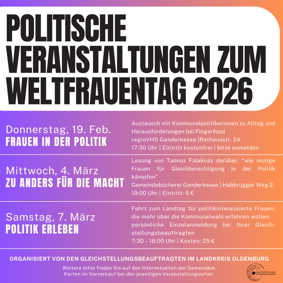 Post mit den Veranstaltungen zum Weltfrauentag 2026