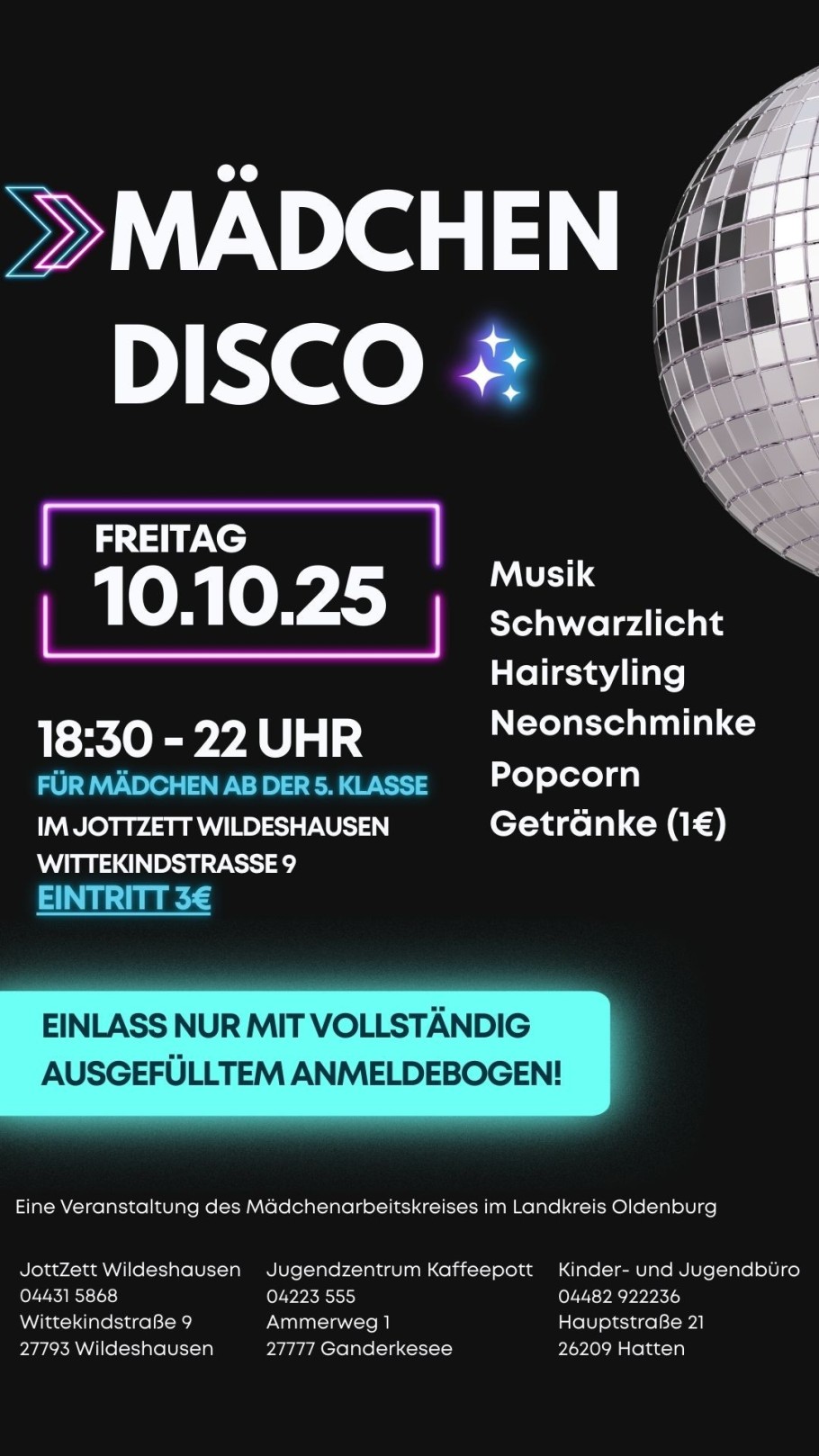Mädchendisco Flyer Instastory