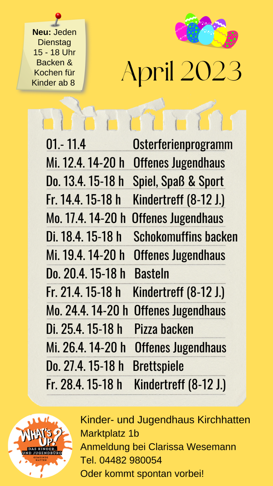 Flyer Jugendzentrum Kirchhatten April