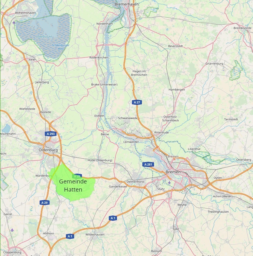 Kartenauszug Hatten und Umgebung