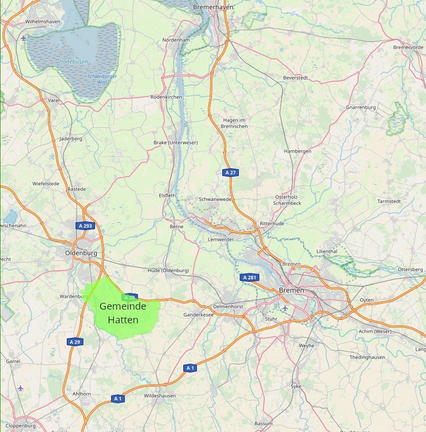 Kartenauszug Hatten und Umgebung