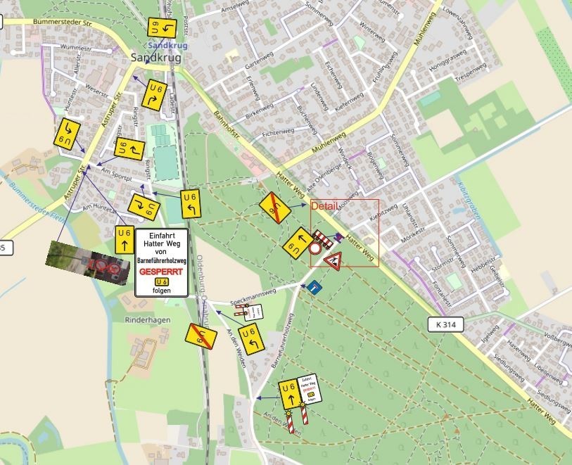 Baustelle Barneführerholzweg und Umleitungen