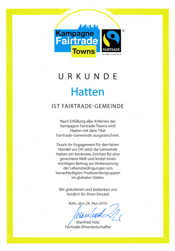 Urkunde "Fairtrade" 2019