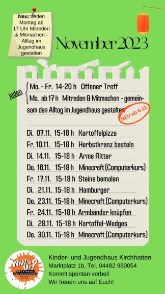 Flyer Jugendzentrum November 2023